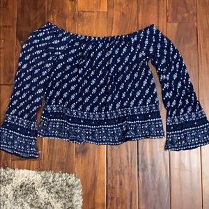 Navy Blue Off the Shoulder Top